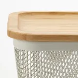 IKEA 365+ (ИКЕА 365+) — Корзина для еды с крышкой, квадратная металл/белый бамбук 15x15x11 см — фото 5