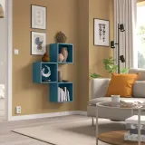 IKEA EKET (ИКЕА ЕКЕТ) — Комбинация настенных шкафов, тёмный серо-синий 70x25x105 см — фото 3
