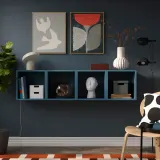 IKEA EKET (ИКЕА ЕКЕТ) — Комбинация подвесных шкафов, тёмный серо-синий 140x35x35 см — фото 2