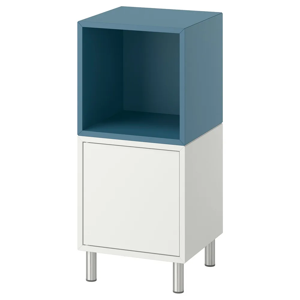 IKEA EKET (ИКЕА ЕКЕТ) — Комбинация шкафов с ножками, белый/тёмный серо-синий 35x35x80 см