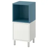 IKEA EKET (ИКЕА ЕКЕТ) — Комбинация шкафов с ножками, белый/тёмный серо-синий 35x35x80 см — фото 1