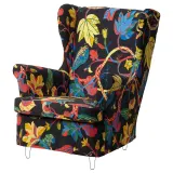 IKEA STRANDMON (ИКЕА СТРАНДМОН) — Чехлы для кресла и пуфа, Стигсбо разноцветный/чёрный — фото 6