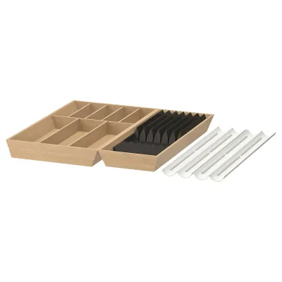 IKEA UPPDATERA (ИКЕА УППДАТЕРА) — Набор вкладышей для ящика, белый/бамбук антрацит 72x50 см