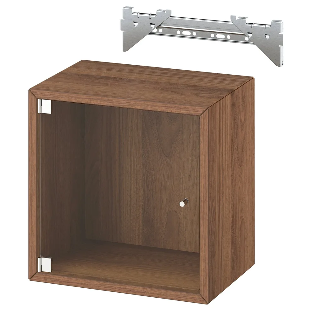 IKEA EKET (ИКЕА ЕКЕТ) — Шкаф навесной со стеклянной дверью, коричневый орех 35x25x35 см