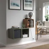 IKEA EKET (ИКЕА ЕКЕТ) — Шкаф навесной со стеклянной дверью, коричневый орех 35x25x35 см — фото 2