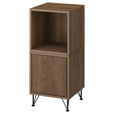 IKEA EKET (ИКЕА ЕКЕТ) — Комбинация шкафчиков на ножках, орех/чёрный металл 35x35x80 см