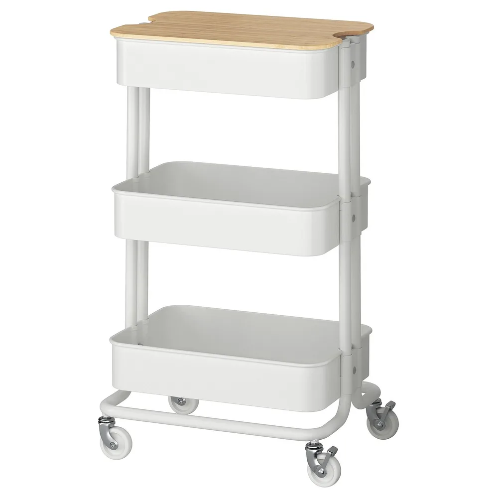 IKEA RÅSKOG (ИКЕА РОСКОГ) — / NORRÅVA Тележка с крышкой, белая 35x45x77 см