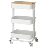 IKEA RÅSKOG (ИКЕА РОСКОГ) — / NORRÅVA Тележка с крышкой, белая 35x45x77 см — фото 1