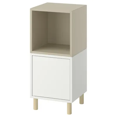 IKEA EKET (ИКЕА ЕКЕТ) — Комбинация шкафов с ножками, белый бежевый/дерево 35x35x80 см