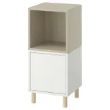 IKEA EKET (ИКЕА ЕКЕТ) — Комбинация шкафов с ножками, белый бежевый/дерево 35x35x80 см — фото 1