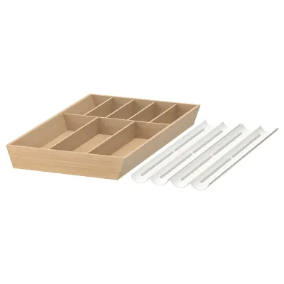 IKEA UPPDATERA (ИКЕА УППДАТЕРА) — Лоток для приборов/держатель для специй, белый/бамбук 52x50 см