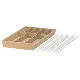 IKEA UPPDATERA (ИКЕА УППДАТЕРА) — Лоток для приборов/держатель для специй, белый/бамбук 52x50 см — фото 1