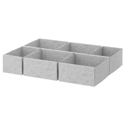 IKEA KOMPLEMENT (ИКЕА КОМПЛИМЕНТ) — Комплект коробок, 6 шт, светло-серый 65x54 см