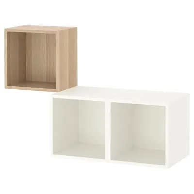 IKEA EKET (ИКЕА ЕКЕТ) — Комбинация навесных шкафов, имитация дуба, окрашенного в белый цвет/белый, 105x35x70 см