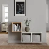 IKEA EKET (ИКЕА ЕКЕТ) — Комбинация навесных шкафов, имитация дуба, окрашенного в белый цвет/белый, 105x35x70 см — фото 2