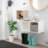 IKEA EKET (ИКЕА ЕКЕТ) — Комбинация навесных шкафов, имитация дуба, окрашенного в белый цвет/белый, 105x35x70 см — фото 3