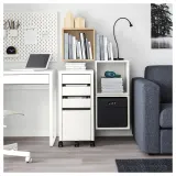 IKEA EKET (ИКЕА ЕКЕТ) — Комбинация навесных шкафов, имитация дуба, окрашенного в белый цвет/белый, 105x35x70 см — фото 5
