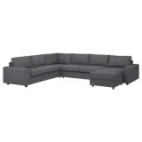 IKEA VIMLE (ИКЕА ВИМЛЕ) — Чехол на угловой раскладной диван, 5-местный, с шезлонгом и широкими подлокотниками/Гуннаред серый — фото 3