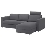 IKEA VIMLE (ИКЕА ВИМЛЕ) — Чехол на диван 3-местный с козеткой, с изголовьем/Гуннаред серый — фото 3