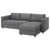 IKEA VIMLE (ИКЕА ВИМЛЕ) — Чехол на диван 3-местный, с шезлонгом/Лейде серо-чёрный — фото 2