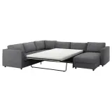 IKEA VIMLE (ИКЕА ВИМЛЕ) — Чехол на угловой раскладной диван, 5-местный, с шезлонгом/Лейде серо-чёрный — фото 2