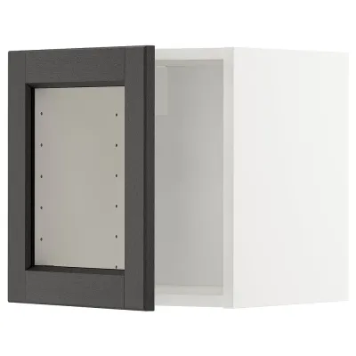 IKEA METOD (ИКЕА МЕТОД) — Шкаф навесной со стеклянной дверью, белый/Лерхюттан тонированный в чёрный 40x40 см