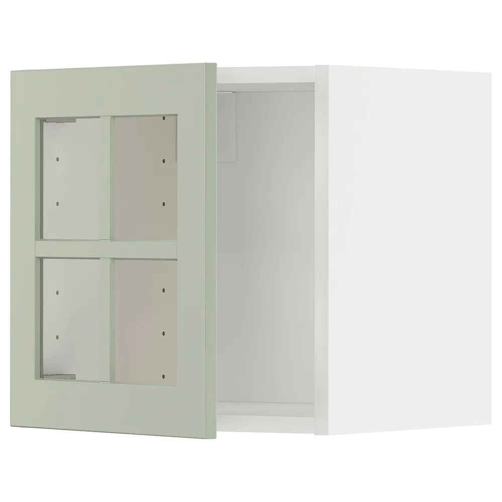 IKEA METOD (ИКЕА МЕТОД) — Шкаф навесной со стеклянной дверью, белый/Стенсунд светло-зелёный 40x40 см
