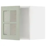 IKEA METOD (ИКЕА МЕТОД) — Шкаф навесной со стеклянной дверью, белый/Стенсунд светло-зелёный 40x40 см — фото 1