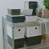 IKEA KUGGIS (ИКЕА КУГГИС) — Контейнер с крышкой, белый/бамбук 26x35x15 см — фото 4
