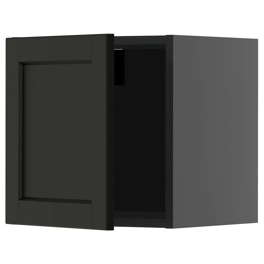 IKEA METOD (ИКЕА МЕТОД) — Шкаф навесной, чёрно-серый/Лерхюттан чёрная морилка 40x40 см