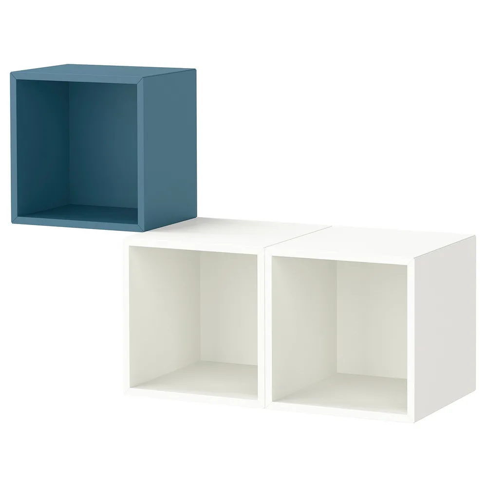 IKEA EKET (ИКЕА ЕКЕТ) — Комбинация настенных шкафов, тёмный серо-синий/белый 105x35x70 см