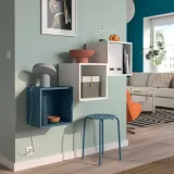 IKEA EKET (ИКЕА ЕКЕТ) — Комбинация настенных шкафов, тёмный серо-синий/белый 105x35x70 см — фото 3