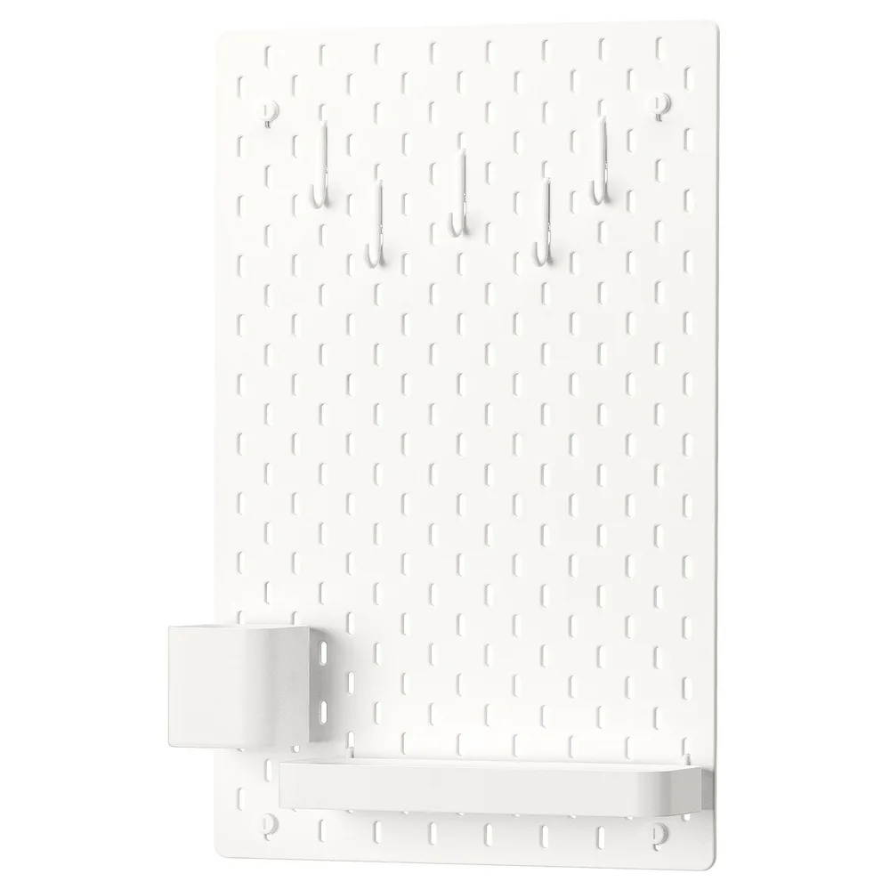 IKEA SKÅDIS (ИКЕА СКОДИС) — Перфорированная панель комбинация, белая 36x56 см