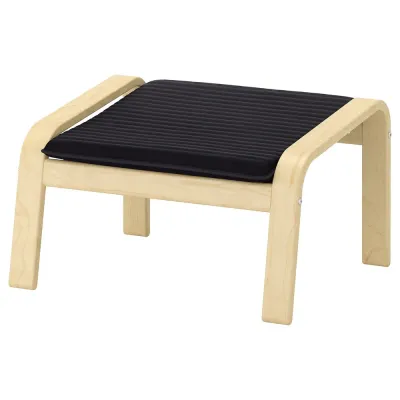IKEA POÄNG  (ИКЕА ПОЭНГ)  -  Табурет для ног - берёзовый шпон/Книса чёрный