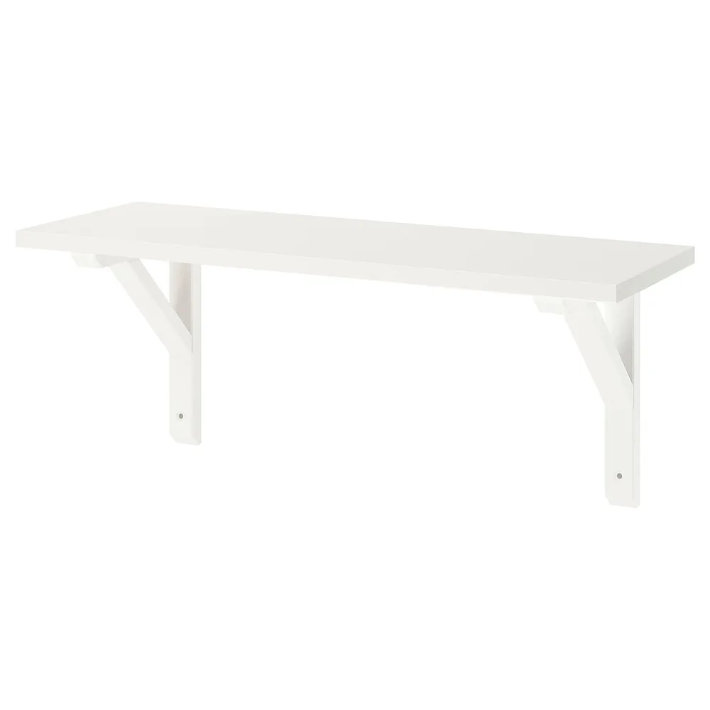 IKEA BURHULT (ИКЕА БУРХУЛТ) — / SANDSHULT Полка настенная, белый/белёная осина 59x20 см