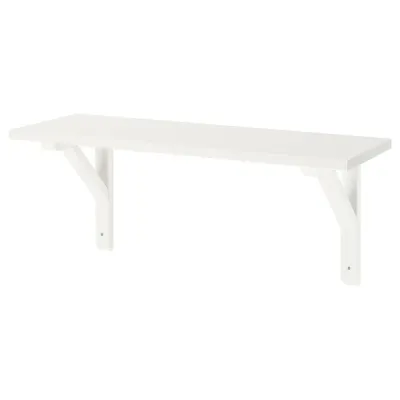 IKEA BURHULT (ИКЕА БУРХУЛТ) — / SANDSHULT Полка настенная, белый/белёная осина 59x20 см