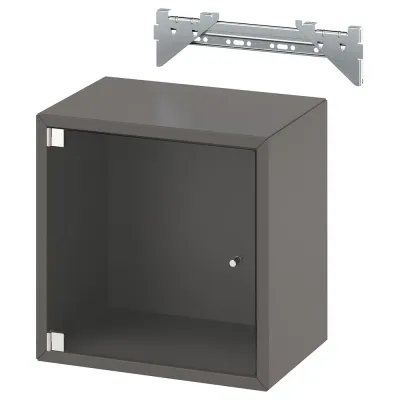 IKEA EKET (ИКЕА ЕКЕТ) — Шкаф настенный со стеклянной дверцей, тёмно-серый 35x25x35 см