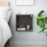 IKEA EKET (ИКЕА ЕКЕТ) — Шкаф настенный со стеклянной дверцей, тёмно-серый 35x25x35 см — фото 3