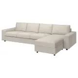 IKEA VIMLE (ИКЕА ВИМЛЕ) — Чехол дивана 4-местного с шезлонгом, с широкими подлокотниками/Гуннаред бежевый — фото 3