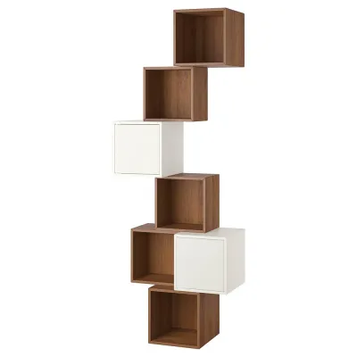 IKEA EKET (ИКЕА ЕКЕТ) — Комбинация настенных шкафов, орех/белый 80x35x210 см