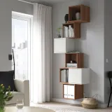 IKEA EKET (ИКЕА ЕКЕТ) — Комбинация настенных шкафов, орех/белый 80x35x210 см — фото 2