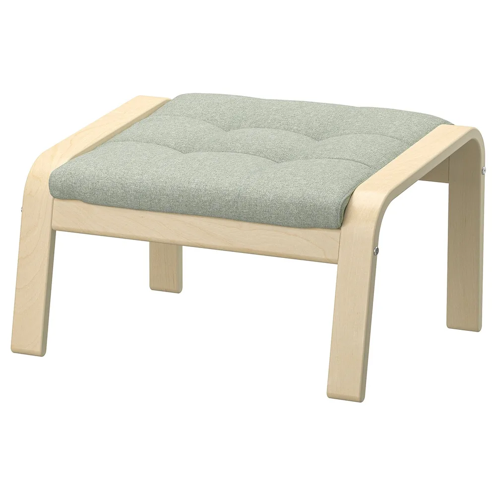 IKEA POÄNG (ИКЕА ПОЭНГ) - Подставка для ног - берёзовый шпон/Гуннаред светло-зелёный