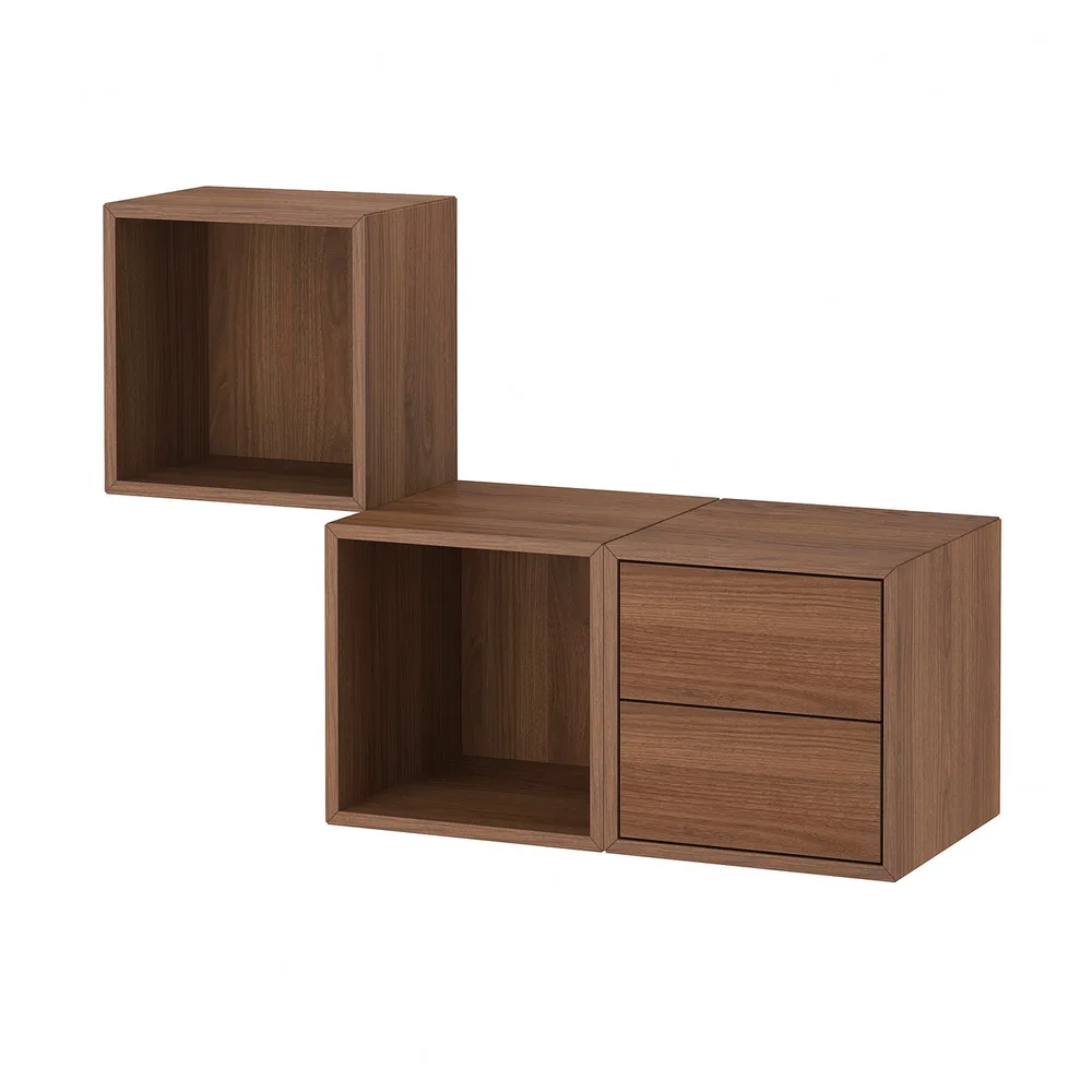 IKEA EKET (ИКЕА ЕКЕТ) — Комбинация навесных шкафчиков с ящиком, орех 105x35x70 см