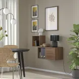 IKEA EKET (ИКЕА ЕКЕТ) — Комбинация навесных шкафчиков с ящиком, орех 105x35x70 см — фото 3