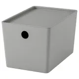 IKEA KUGGIS (ИКЕА КУГГИС) — Контейнер с крышкой, светло-серый 18x26x15 см — фото 1