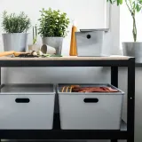 IKEA KUGGIS (ИКЕА КУГГИС) — Контейнер с крышкой, светло-серый 18x26x15 см — фото 3