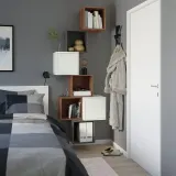 IKEA EKET (ИКЕА ЕКЕТ) — Комбинация настенных шкафов, орех/белый тёмно-серый 80x35x210 см — фото 2