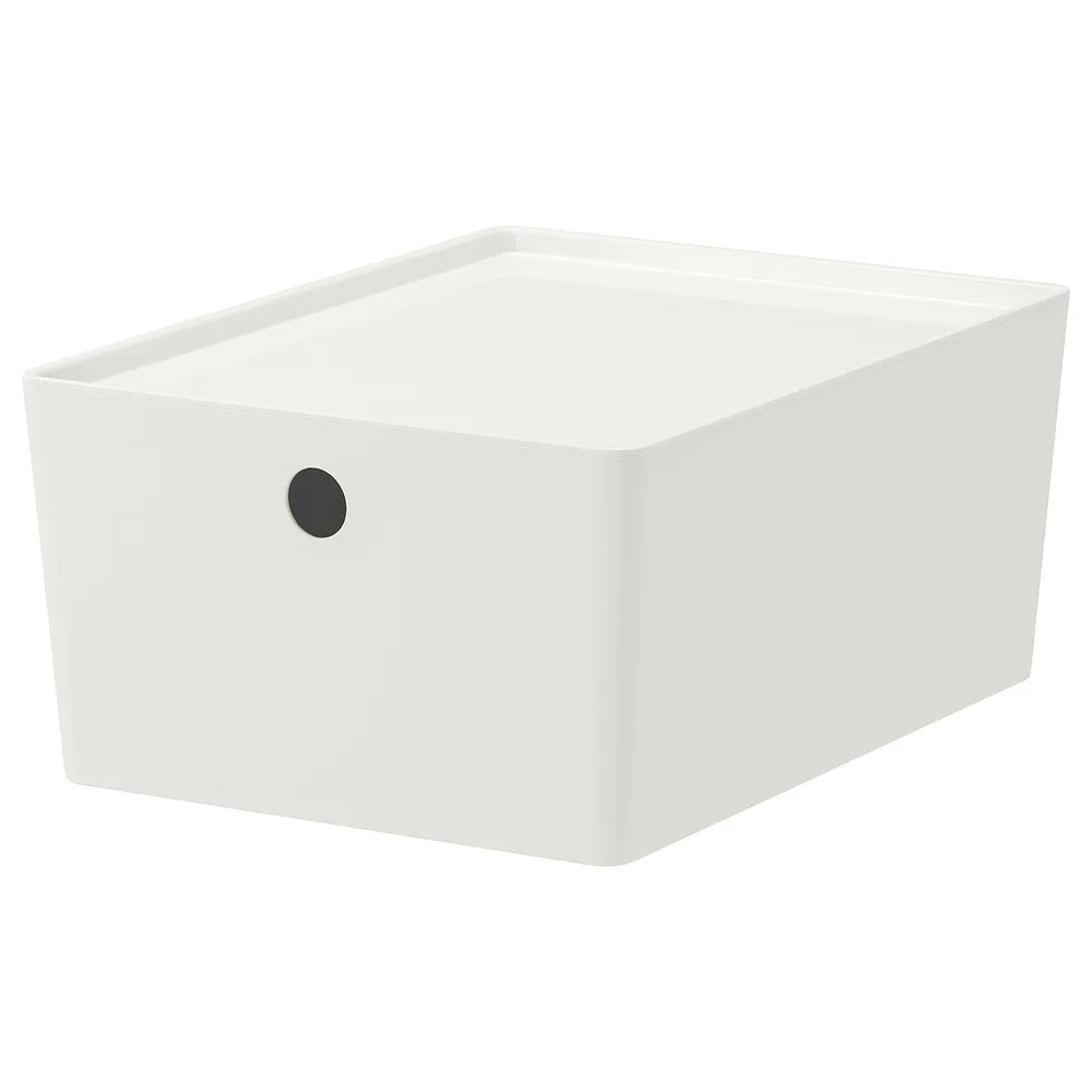 IKEA KUGGIS (ИКЕА КУГГИС) — Контейнер с крышкой, белый 26х35х15 см