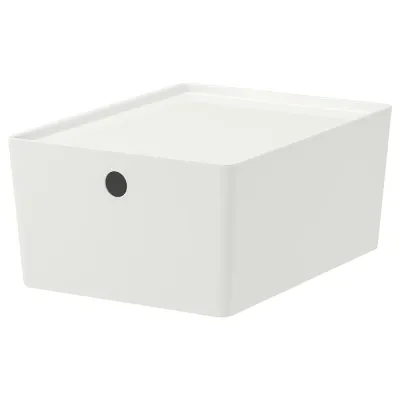 IKEA KUGGIS (ИКЕА КУГГИС) — Контейнер с крышкой, белый 26х35х15 см