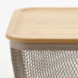 IKEA 365+ (ИКЕА 365+) — Корзина для продуктов с крышкой, прямоугольная металл/светлый серо-коричневый бамбук 32х21х13 см — фото 5